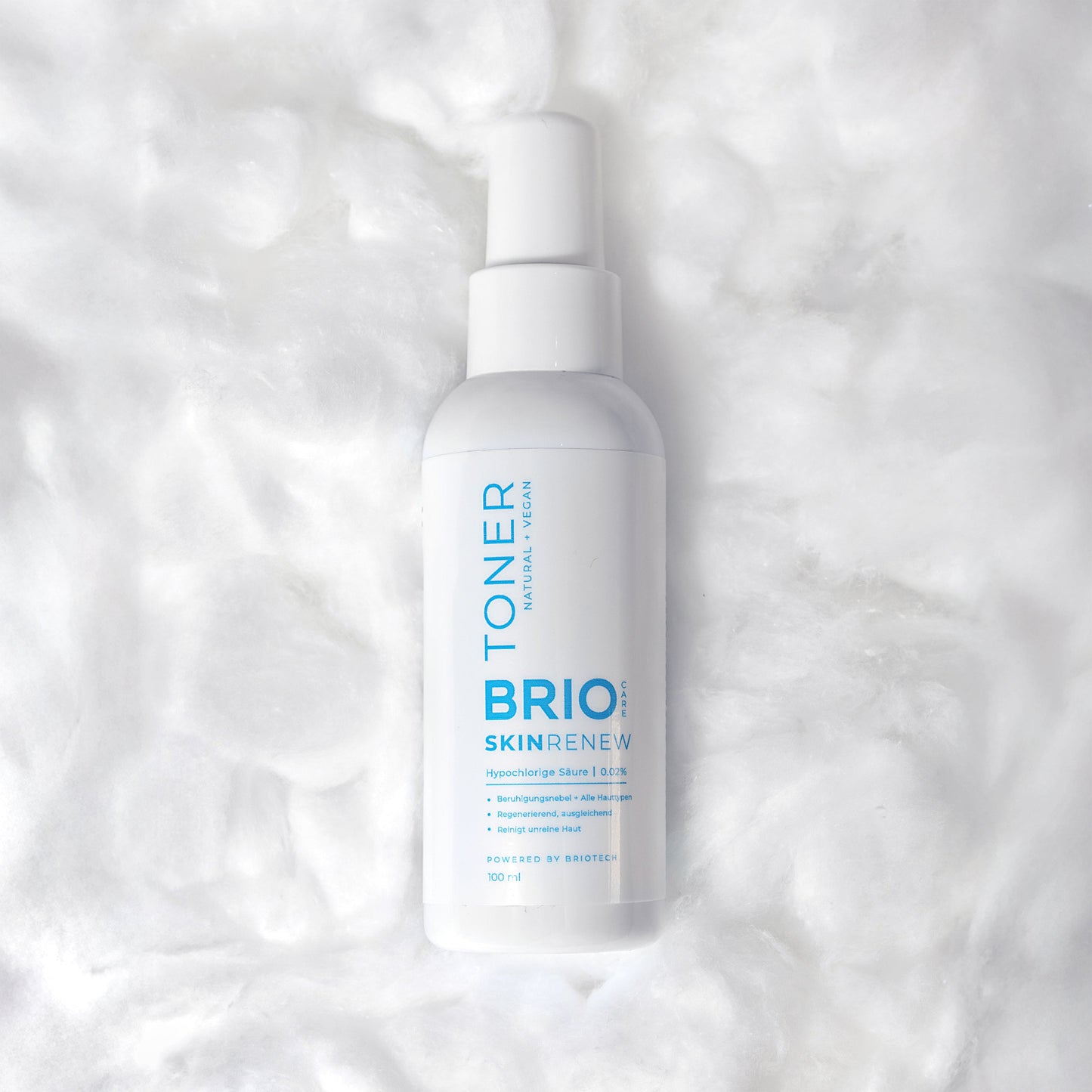 Skin Renew Toner laying in cotton cloud. Soft mist as a cotton will soothe your sensitive skin.